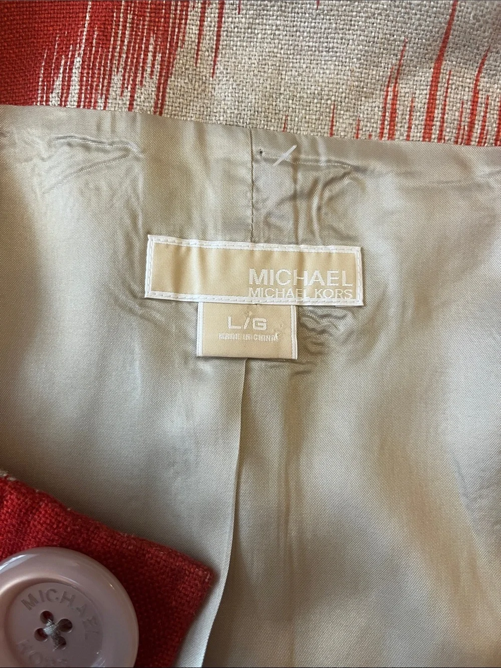 Michael Kors Orange and Tan Printed Cropped Jacket size L